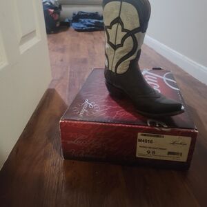 Lucchese Womens Two-Tone Brown and Cream Western Boot